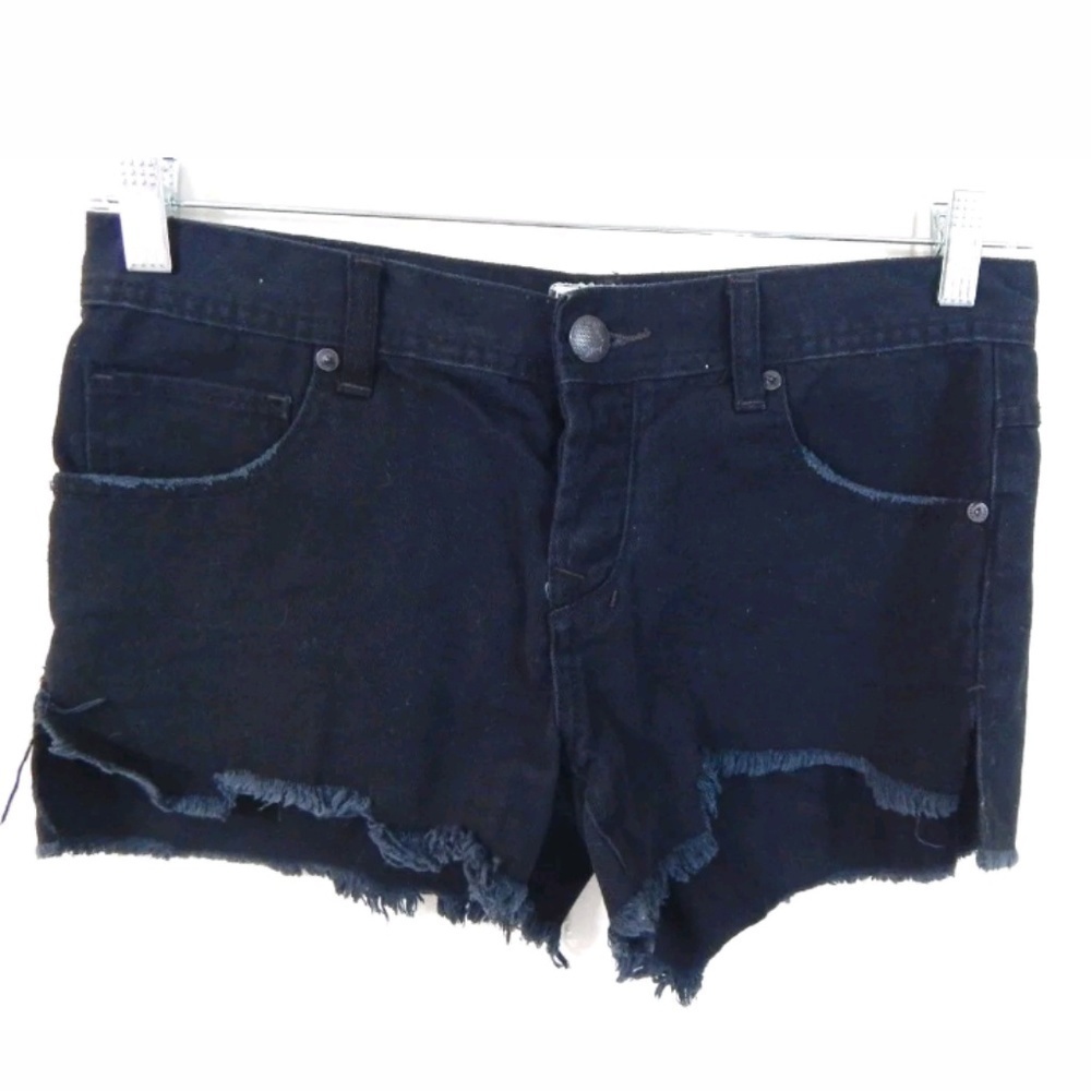 Free People Black Distressed Denim Cutoffs